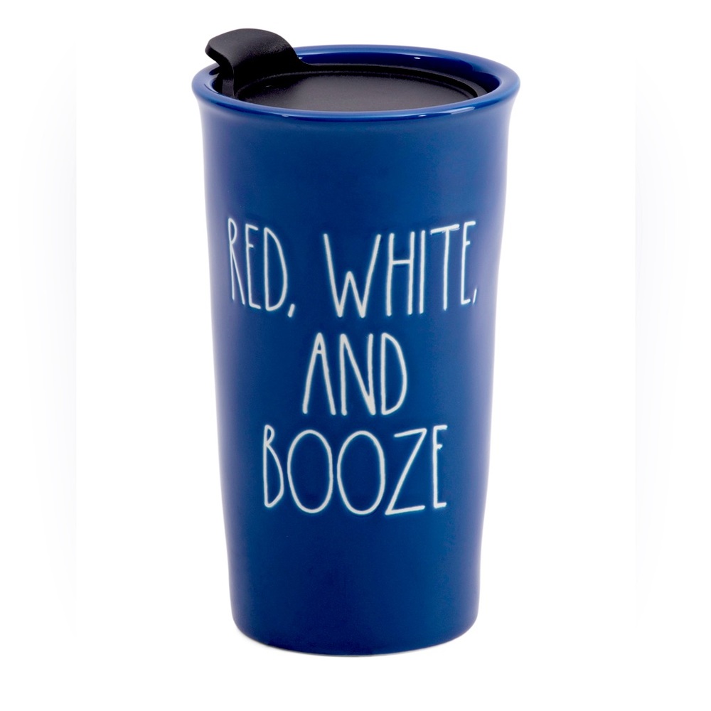 NWT Rae Dunn Red White and Booze Travel Mug